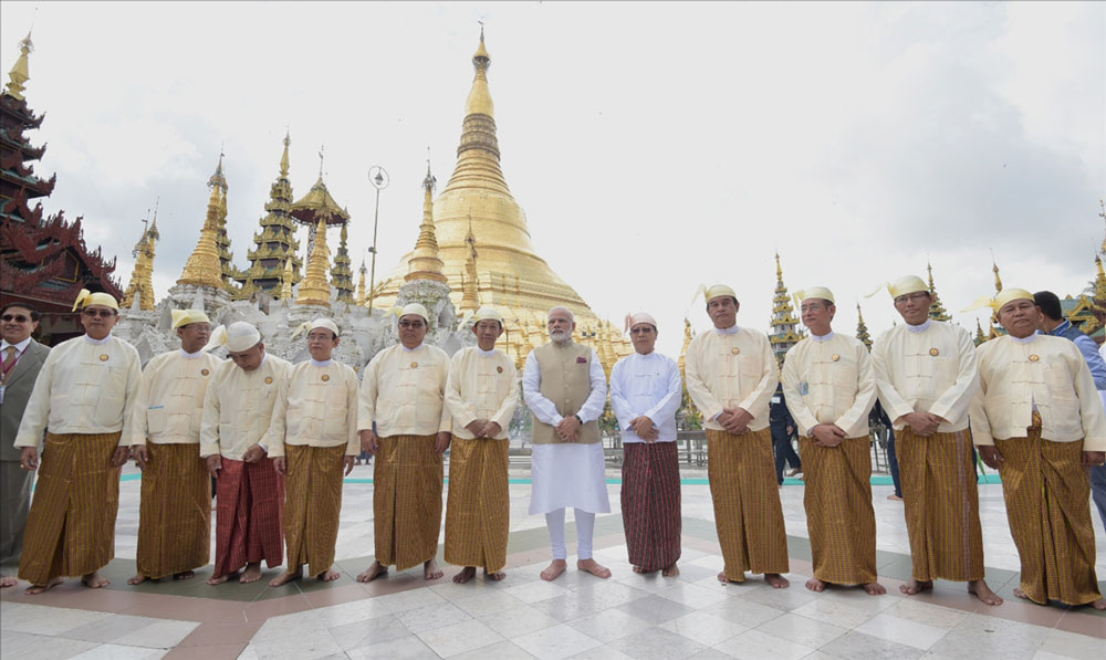 Narendra Modi visits the Shwedagon Pagoda, in Yangon Narendra Modi visits the Shwedagon Pagoda, in Yangon