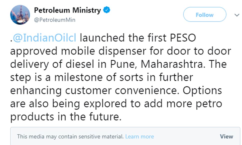 IOC to provide Diesel at your home for free