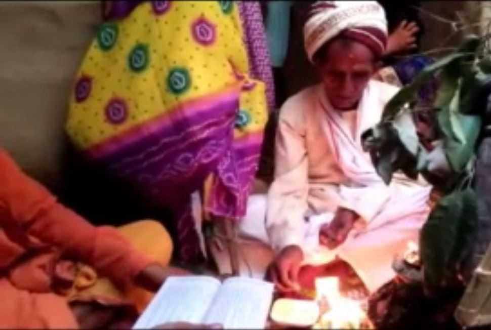 Man marry with wooden bride