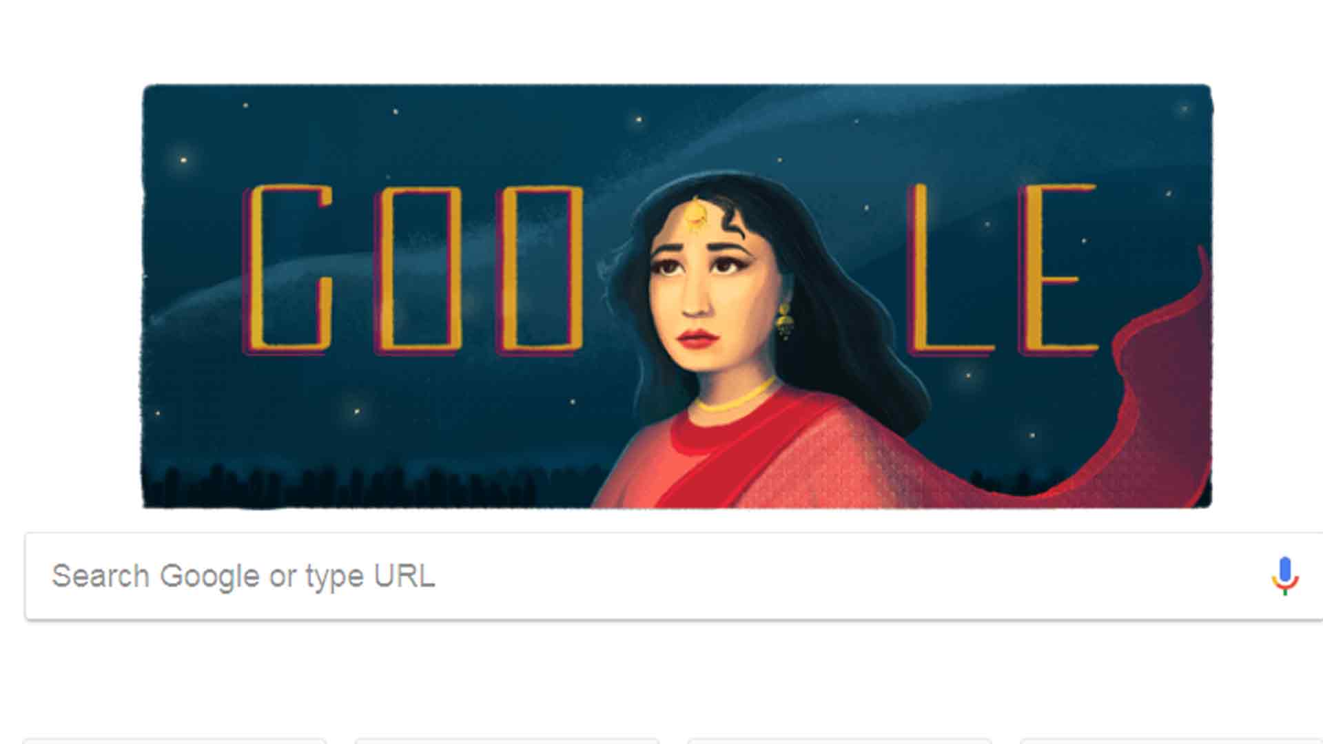 google doodle on meena kumaris birthday