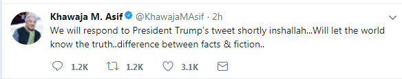 Khawaja Muhammad Asif, Donald Trump, Pakistan, United States