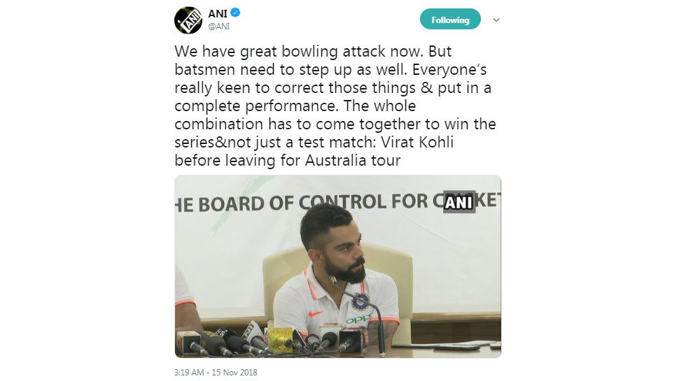 Virat Kohli press conference before Australia tour