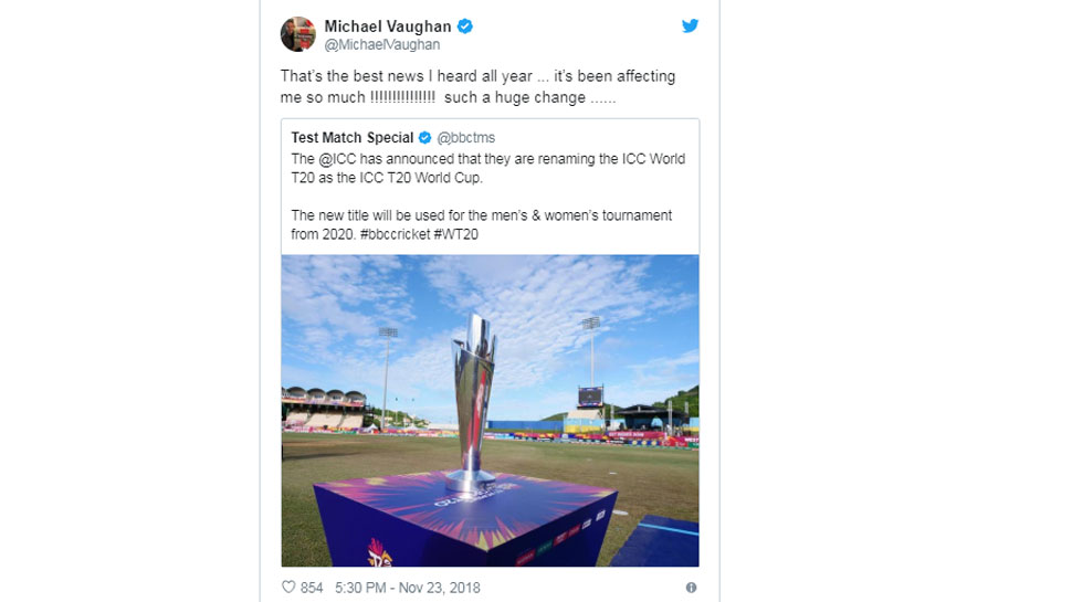 Michael Vaughan on renaming World T20