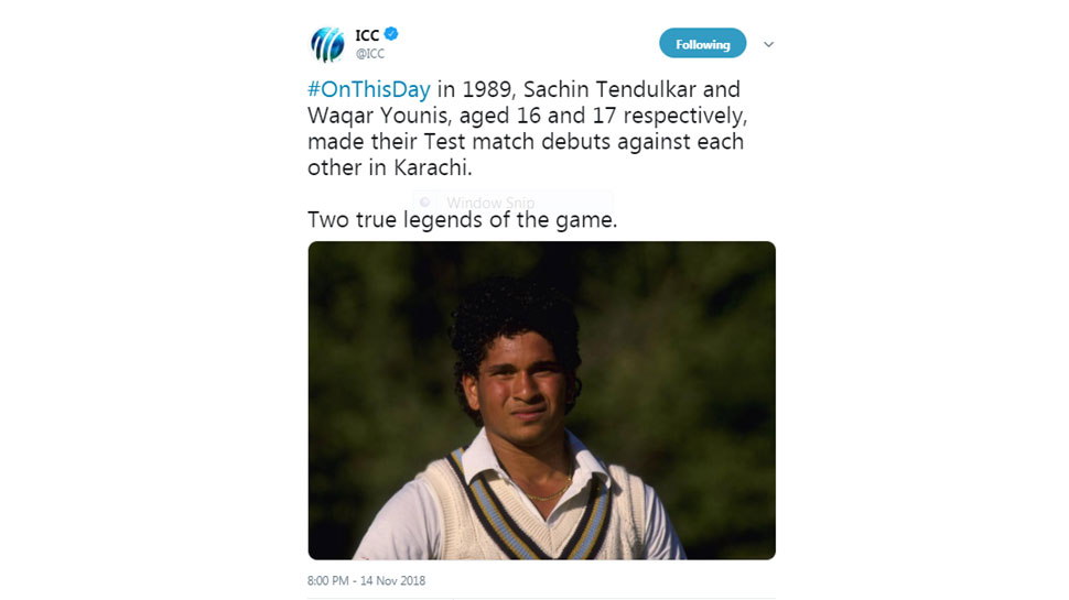 ICC on Sachin tendulkar first test