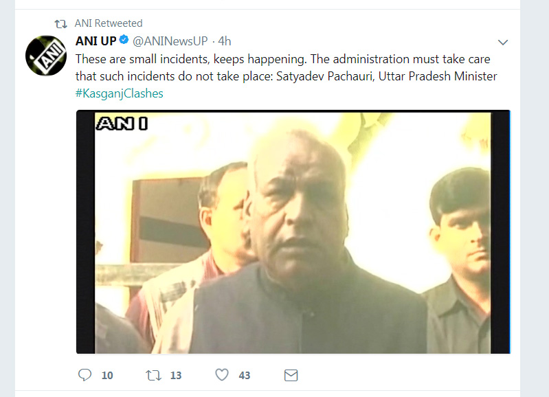 kasganj violence, UP Minister Satyadev Pachauri, Chandan Gupta