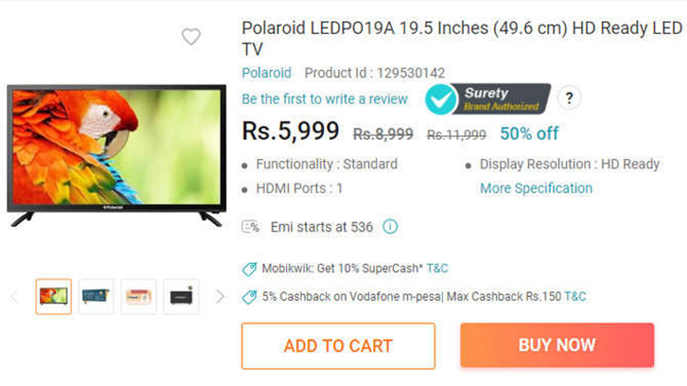 shopclues, polaroid hd led tv, offer on shopclues, hd led tv, hd led tv in 5999