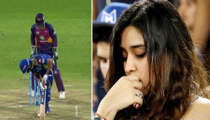 PICS : रोहित शर्मा के आउट होते ही मुरझा गया उनकी पत्नी का मुस्कुराता चेहरा PICS : रोहित शर्मा के आउट होते ही मुरझा गया उनकी पत्नी का मुस्कुराता चेहरा