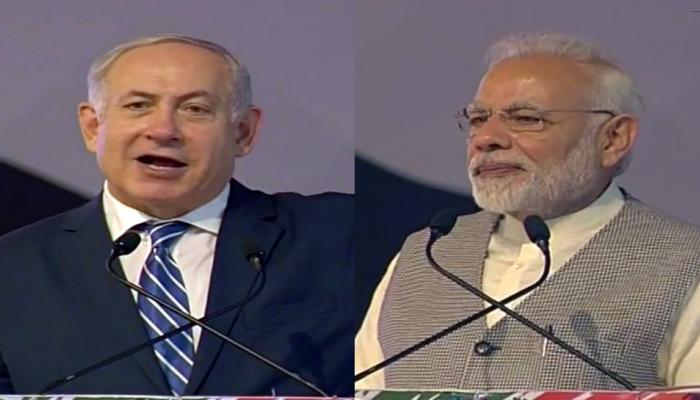 नेतन्याहू बोले- जय हिंद! जय भारत! जय इजराइल! | PM मोदी बोले- दोनों देशों को इनोवेशन करीब ला रहा नेतन्याहू बोले- जय हिंद! जय भारत! जय इजराइल! | PM मोदी बोले- दोनों देशों को इनोवेशन करीब ला रहा