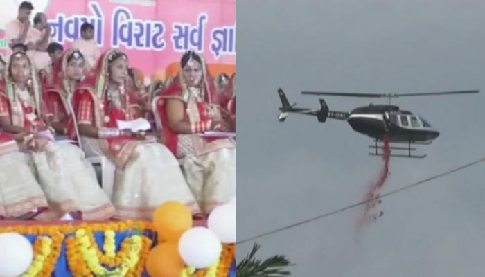 वडोदरा : 100 जोड़े बंधे शादी के बंधन में, हेलीकॉप्टर ने बरसाए फूल वडोदरा : 100 जोड़े बंधे शादी के बंधन में, हेलीकॉप्टर ने बरसाए फूल
