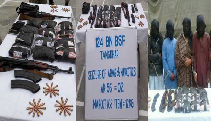 आतंकियों को हथियार मुहैया कराने वाले चार तस्करों को BSF ने किया गिरफ्तार आतंकियों को हथियार मुहैया कराने वाले चार तस्करों को BSF ने किया गिरफ्तार
