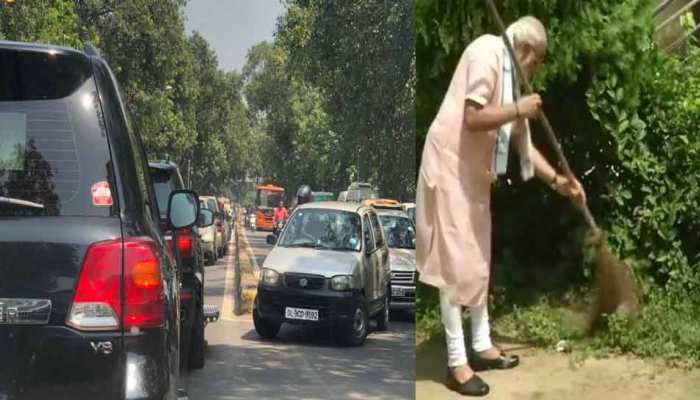 जब बिना सिक्योरिटी रूट के दिल्ली की सड़कों पर निकला पीएम मोदी का काफिला, फंस गए 'जाम' में जब बिना सिक्योरिटी रूट के दिल्ली की सड़कों पर निकला पीएम मोदी का काफिला, फंस गए 'जाम' में
