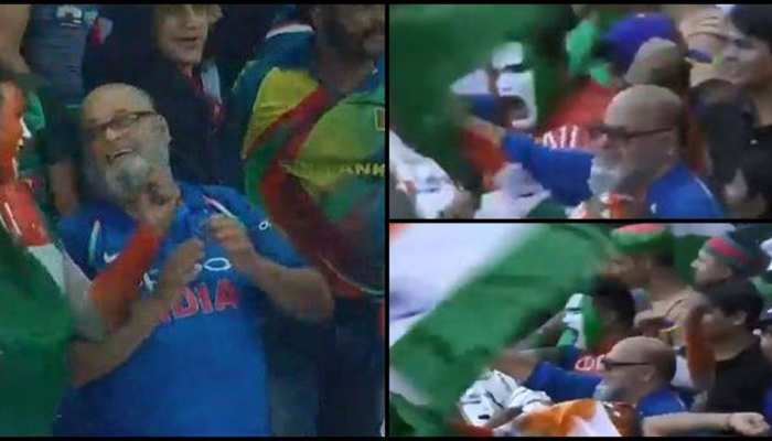 VIDEO: पाकिस्तान के 'सुपर फैन' ने पहनी टीम इंडिया की जर्सी, तिरंगा लेकर किया भारत को सपोर्ट VIDEO: पाकिस्तान के 'सुपर फैन' ने पहनी टीम इंडिया की जर्सी, तिरंगा लेकर किया भारत को सपोर्ट