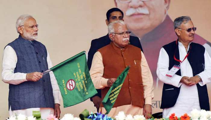 PM Modi inaugurates Ballabhgarh-Mujesar Metro rail link haryana PM Modi inaugurates Ballabhgarh-Mujesar Metro rail link haryana