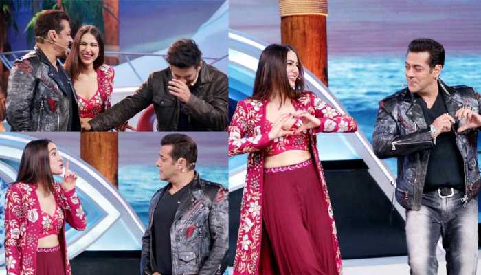 Sara Ali Khan and Sushant Singh Rajput meet Salman Khan at Bigg Boss 12 Weekend Ka Vaar Sara Ali Khan and Sushant Singh Rajput meet Salman Khan at Bigg Boss 12 Weekend Ka Vaar