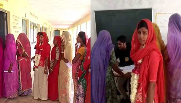 राजस्थान चुनाव में मतदान करने आई दुल्हन, फेरे लेने से पहले दिया वोट राजस्थान चुनाव में मतदान करने आई दुल्हन, फेरे लेने से पहले दिया वोट
